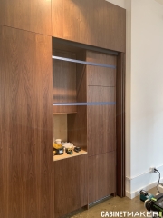 WALNUT CABINET WITH POCKET DOORS